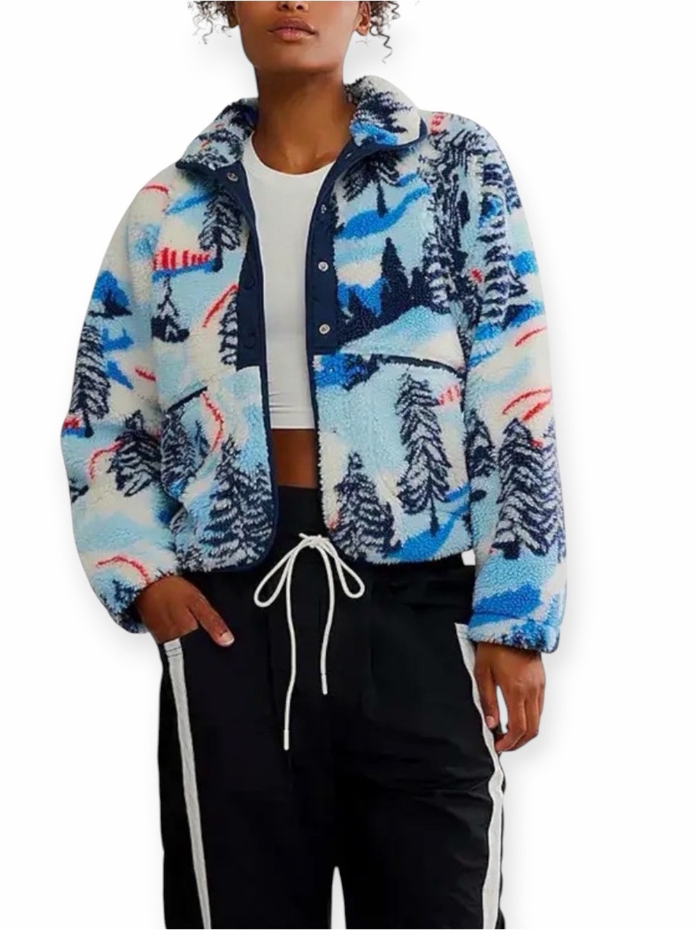 NEW Free People Movement Hit The Slopes Fleece Jacket Alpine Combo size XS